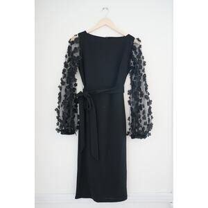 Shein Black Sheer Bell‎ Longsleeve Dress Size Medium